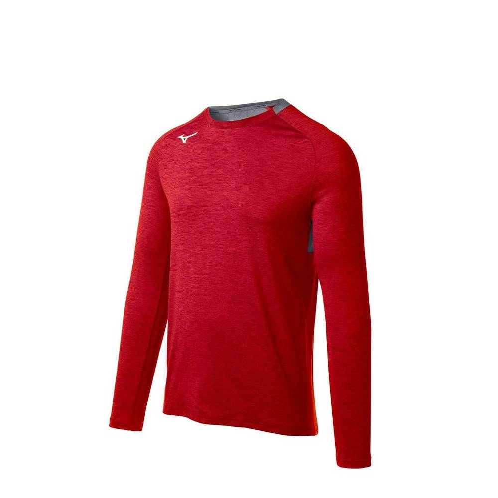 Camisas Mizuno Alpha Long Sleeve Para Hombre Rojos 6137092-XJ